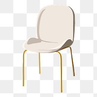 Dining chair png sticker, white and gold, furniture illustration design