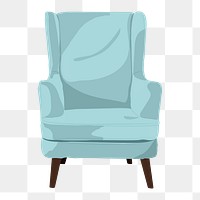 Modern blue armchair png sticker, furniture illustration design