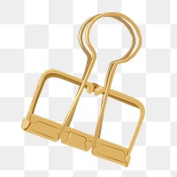 Gold binder clip png sticker, stationery illustration design