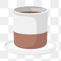 Teacup png sticker, white and brown, drink illustration design