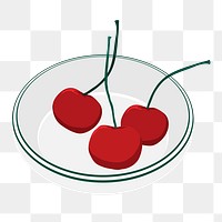 Cherries in cup png sticker, fruit illustration design