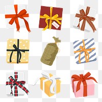 Gift box png, celebration sticker illustration set