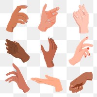 Hand gesture png sticker, people illustration design set