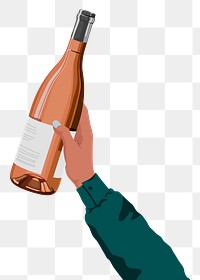 Wine bottle png  sticker, drink illustration design