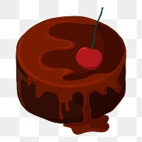 Chocolate cake png, journal sticker, food illustration design