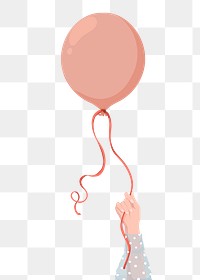 Pink ballon png sticker, held by woman, party illustration design