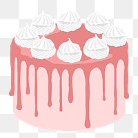 Strawberry cake png, journal sticker, food illustration design