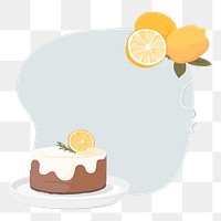 Lemon cake frame png, food sticker, copy space shape design, transparent background