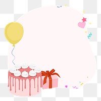 Birthday frame png, celebration sticker, copy space shape design, transparent background