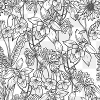 Png floral seamless pattern, hand drawn collage element, transparent background