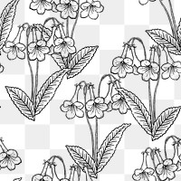 Png floral seamless pattern, hand drawn collage element, transparent background