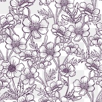 Png floral seamless pattern, hand drawn collage element, transparent background