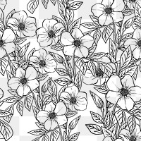 Floral seamless pattern png collage element, coloring book design, transparent background 