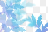 Blue gradient png leaf border, with transparent background, aesthetic design.