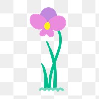 Cute png floral sticker, simple design element on transparent background