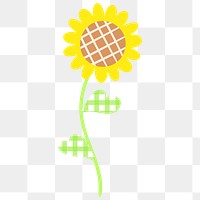 Cute png sunflower sticker, simple design element on transparent background