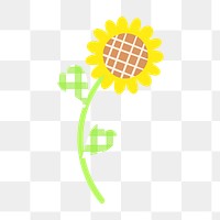 Cute png sunflower sticker, simple design element on transparent background