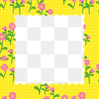 Png frame, pastel colorful, flower design in yellow