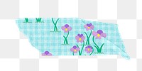 Floral washi tape png sticker, cute girly design, transparent background