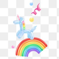 Unicorn balloon png cute sticker, transparent background