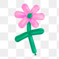 Pink flower balloon png sticker, transparent background