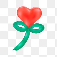 Red heart flower png sticker, transparent background