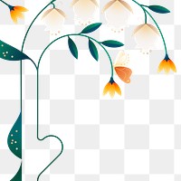 Flat white png flower design border, transparent background, aesthetic design