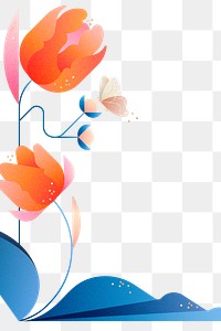 Orange tulip png border transparent, color graphic, illustrative sticker