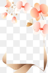 Flat pink png flower design border, transparent background, aesthetic design