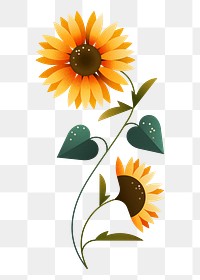 Flat yellow png flower design sticker, transparent background, aesthetic design