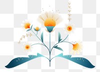 Flat white png flower design sticker, transparent background, aesthetic design