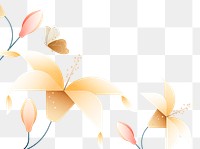 graphic lilies png flower design border, transparent background, aesthetic design