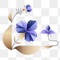 Flat purple png flower design sticker, transparent background, aesthetic design