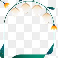 Flat white png flower design frame, transparent background, aesthetic design