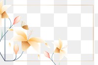 Flat white png flower design frame, transparent background, aesthetic design