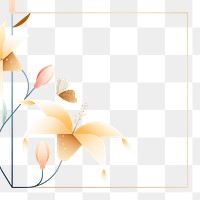 Flat lilies png flower design frame, transparent background, aesthetic design
