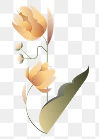 Yellow flower png sticker design, floral illustration