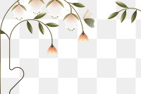 Bell shaped flowers png border, aesthetic botanical sticker design, transparent background