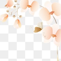 Pink orchids png, flower design border sticker, transparent background