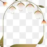 Aesthetic geometric flower frame png, transparent background