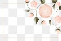 Geometric pink roses frame png, flower design element, transparent background