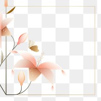 Aesthetic lilies png frame, flower design, transparent background