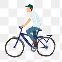 Acrylic painting png cyclist sticker, simple paint brush design, transparent background