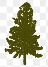 Acrylic painting png pine tree sticker, simple paint brush design, transparent background