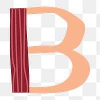 Abstract letter B png element, patterned sticker on transparent background