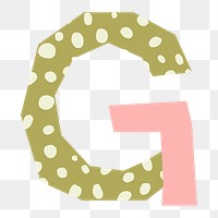 Abstract letter G png element, patterned sticker on transparent background