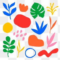 Minimal botanical png stickers set, transparent background