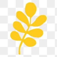 Yellow leaf png sticker, cute botanical, transparent background