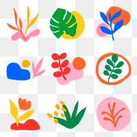 Abstract shape png stickers set, transparent background 