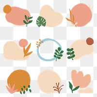 Aesthetic png stickers set, transparent background 